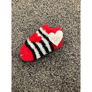 Kids Cozy Socks Red Black & White Striped Size 5-6.5